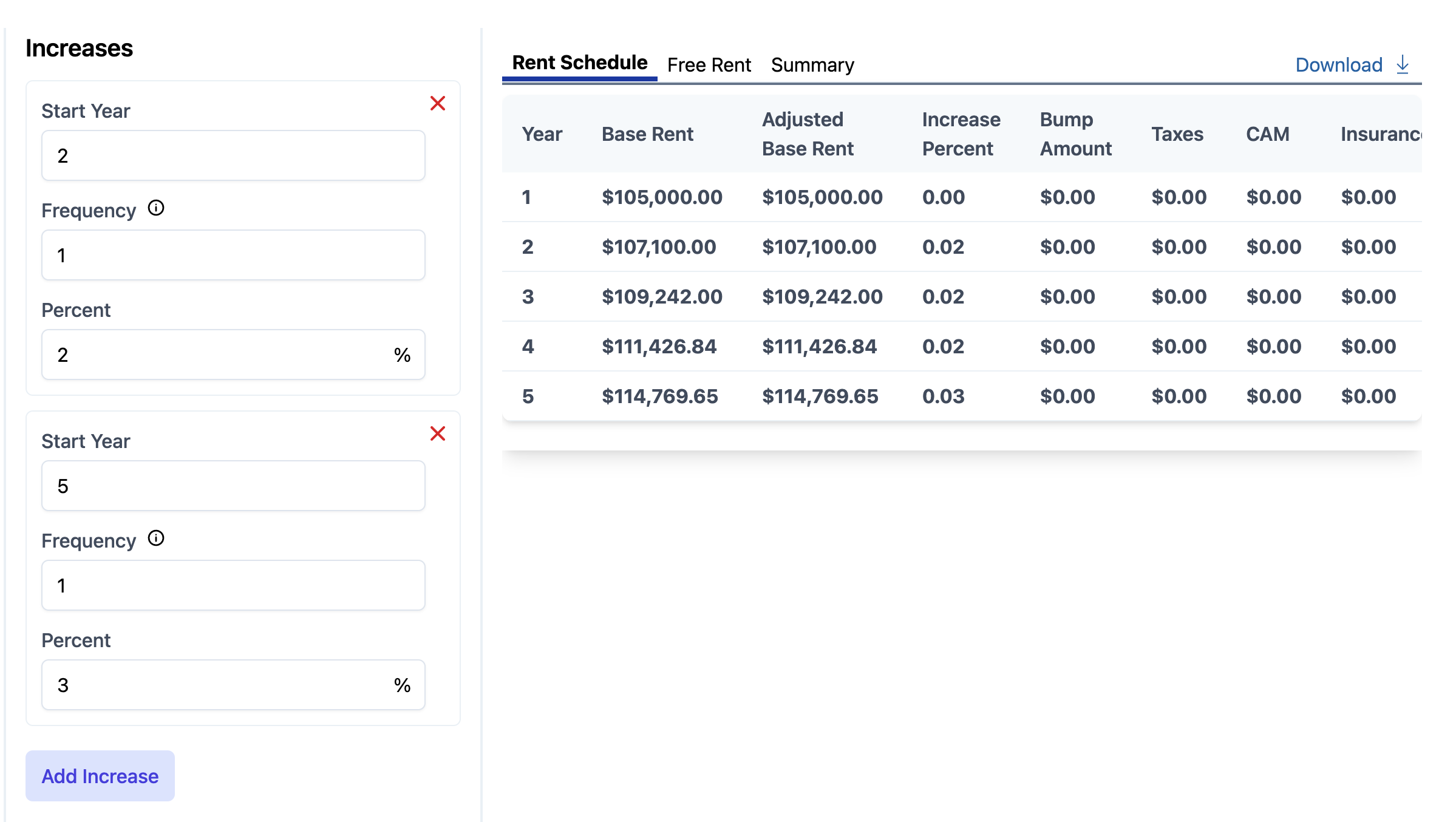 calculate commercial lease increases